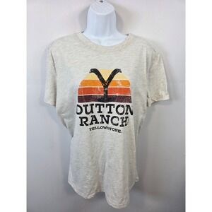 Yellowstone Dutton Ranch Graphic Tee Heather Oatmeal Size Large L Shirt /*03